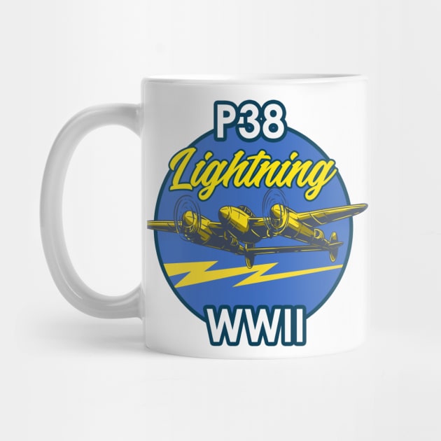 P-38 Lightning WWII Vintage Aircraft by Mandra